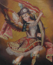 Load image into Gallery viewer, Archangel Michael Original Colonial Peru Folk Art Oil Painting On Canvas