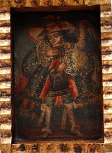 Load image into Gallery viewer, Musician Archangel Colonial Cuzco Peru Handmade Wood Retablo Framed Oil Painting