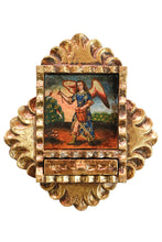 Load image into Gallery viewer, Musician Archangel Colonial Peru Art Handmade Retablo Handcarved Altarpiece