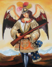 Load image into Gallery viewer, Military Archangel Original Colonial Cuzco Peru Folk Art Oil Painting On Canvas