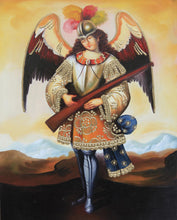 Load image into Gallery viewer, Military Archangel Original Colonial Cuzco Peru Folk Art Oil Painting On Canvas