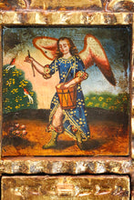 Load image into Gallery viewer, Musician Archangel Colonial Peru Art Handmade Retablo Handcarved Altarpiece